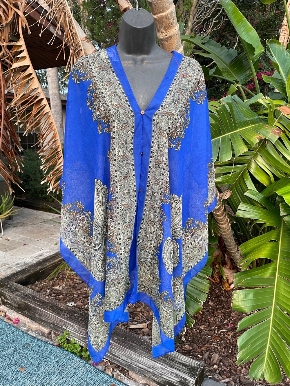bandanna, print, sheer calf, tan top or swim, cover-up by Kokomo